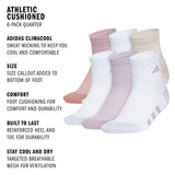 adidas Girl's Athletic Cushioned 6-Pack Quarter Sock-2