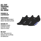 adidas Women's All Day Training 3-Pack No Show Sock-2