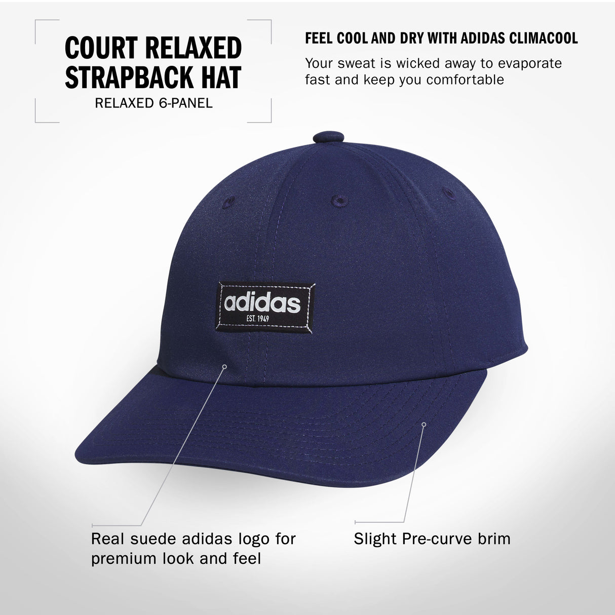 adidas Men's Court Relaxed Strapback Hat-3