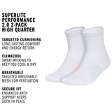 adidas Unisex Superlite Performance 2.0 2-Pack High Quarter Sock-2