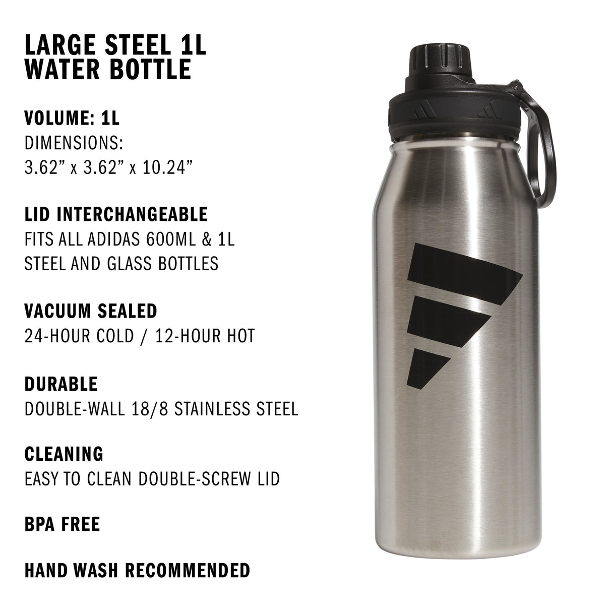 adidas L Steel 1L Metal Bottle-2