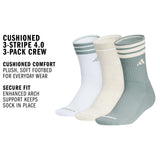 adidas Women's Cushioned 3-Stripe 4.0 3-Pack Crew Sock-2