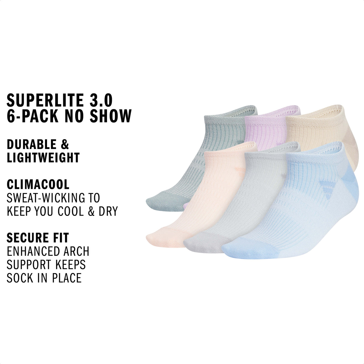 adidas Women's Superlite 3.0 6-Pack No Show Sock-2