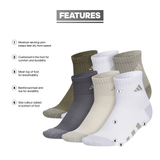 adidas Youth Athletic Cushioned 6-Pack Quarter Sock-2