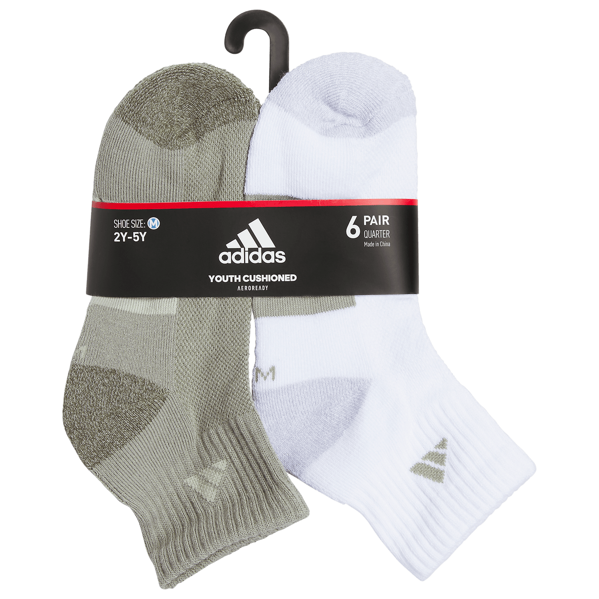 adidas Youth Athletic Cushioned 6-Pack Quarter Sock-6