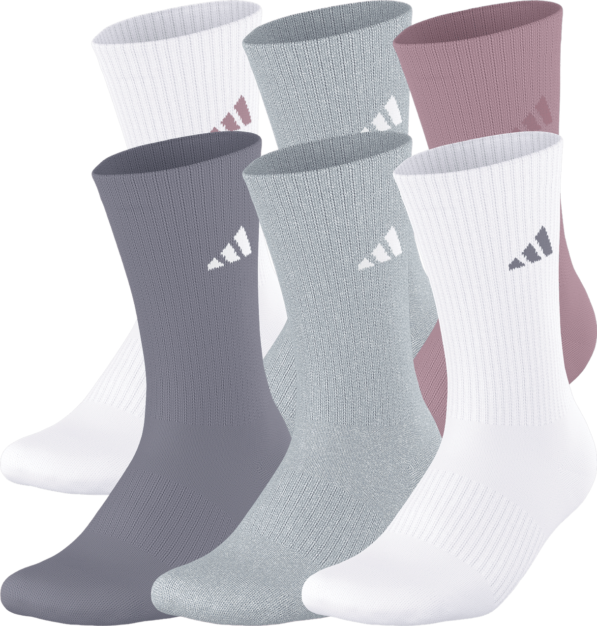 adidas Women's Athletic Cushioned 6-Pack Crew Sock-1