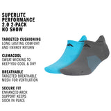 adidas Unisex Superlite Performance 2.0 2-Pack No Show Sock-2