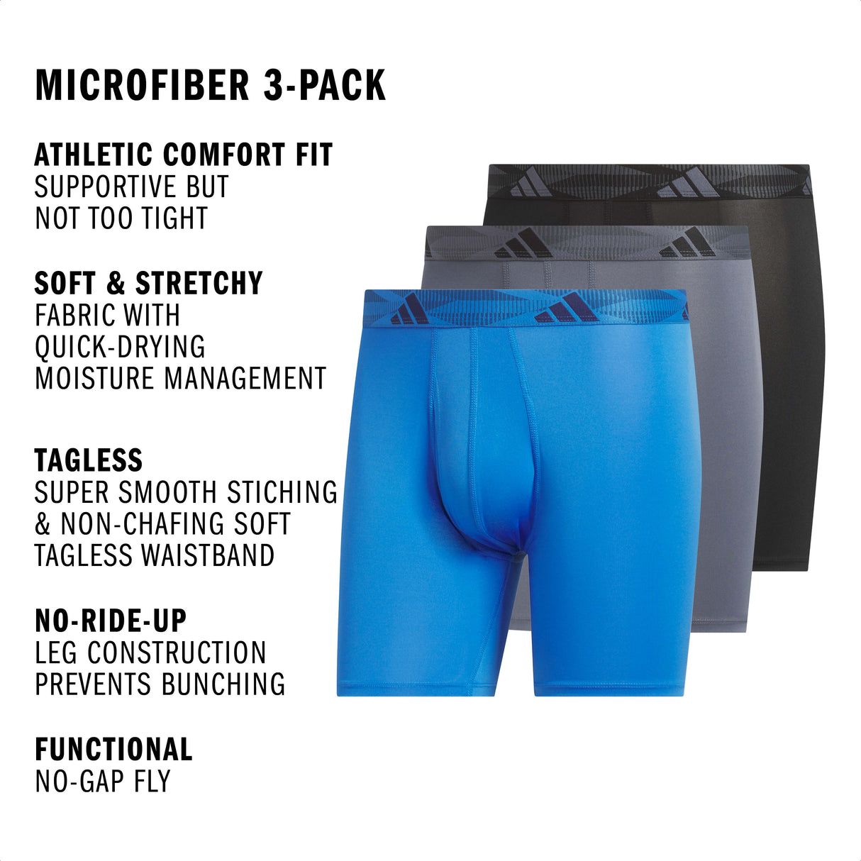 adidas Men's Microfiber 3-Pack Boxer Brief-2