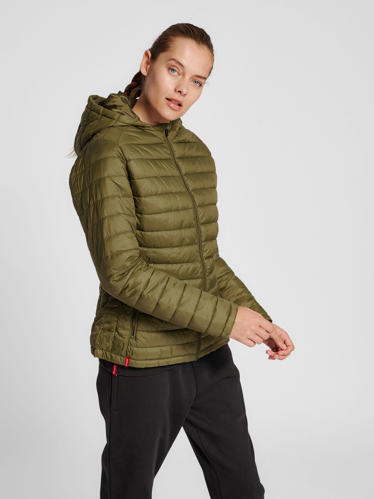 hummel Women's Red Quilted Hood Jacket-5
