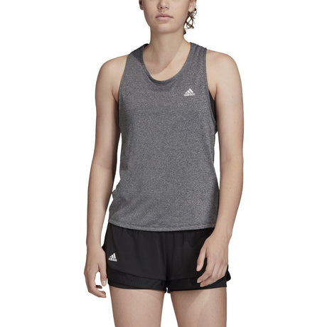 adidas Women's Club Tie-Back Tank Top (XS, Dark Grey Heather/Metallic Silver)-2