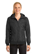 Sport-Tek Women's   Embossed Hooded Wind Jacket