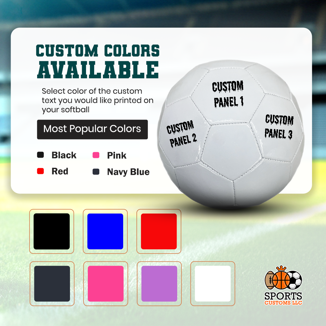 Multiple Color Options for Personalized All White Soccer Ball