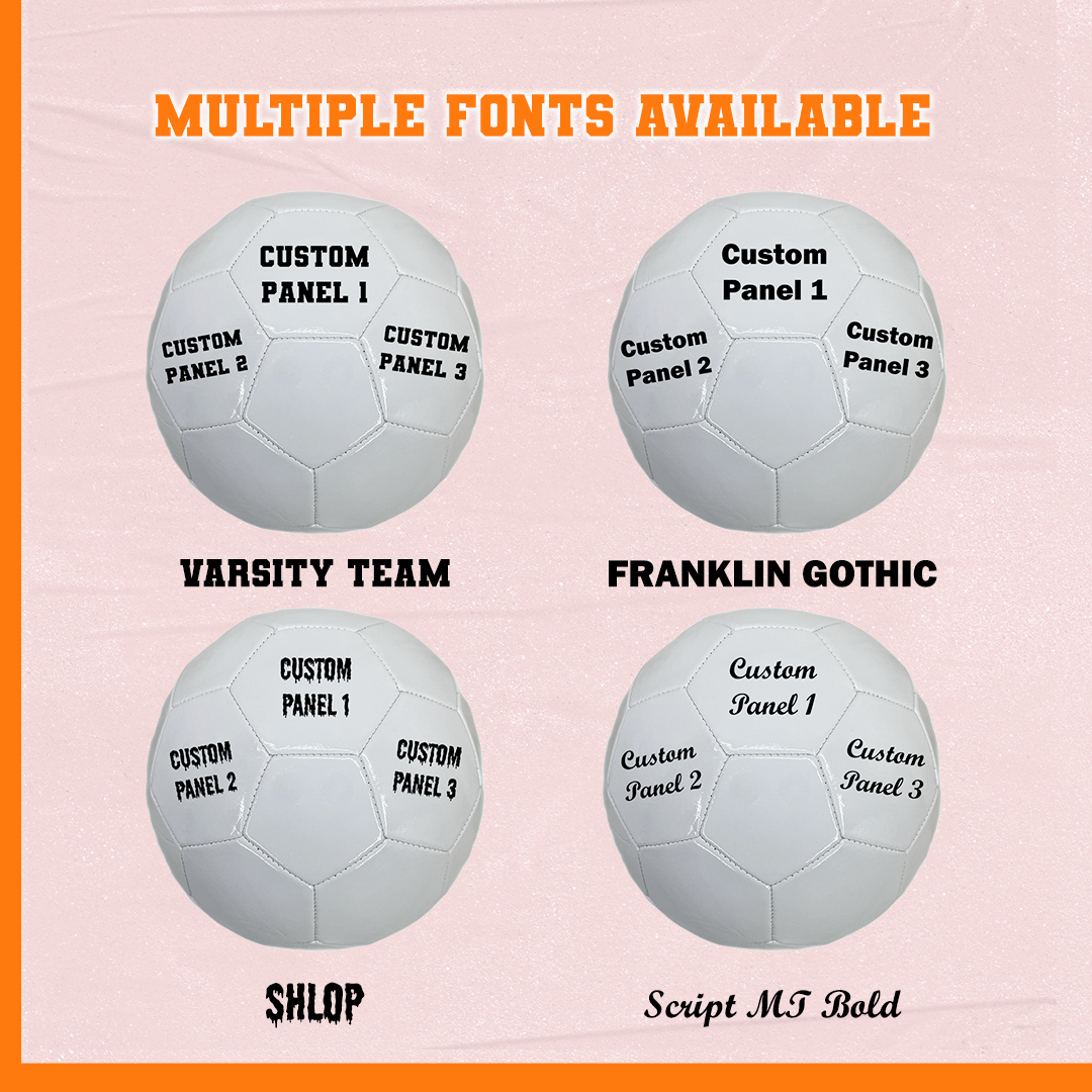 Multiple Font Options for Personalized All White Soccer Ball