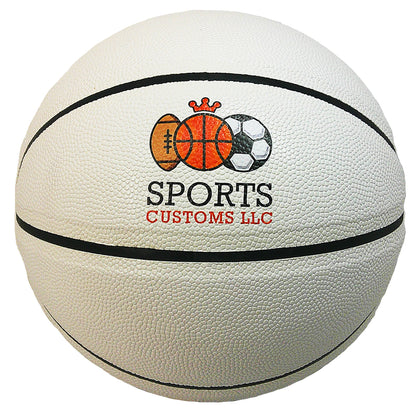 Custom All White No Brand Basketball with Logo