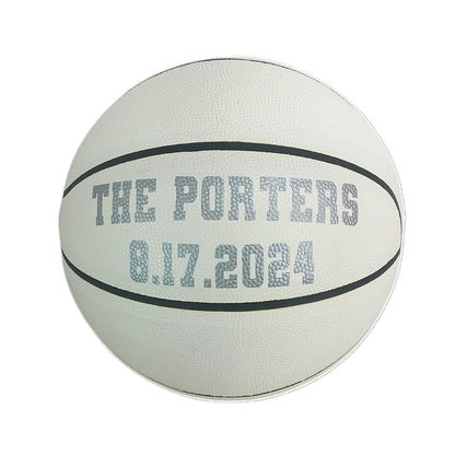 Custom All White No Brand Basketball with Silver Text