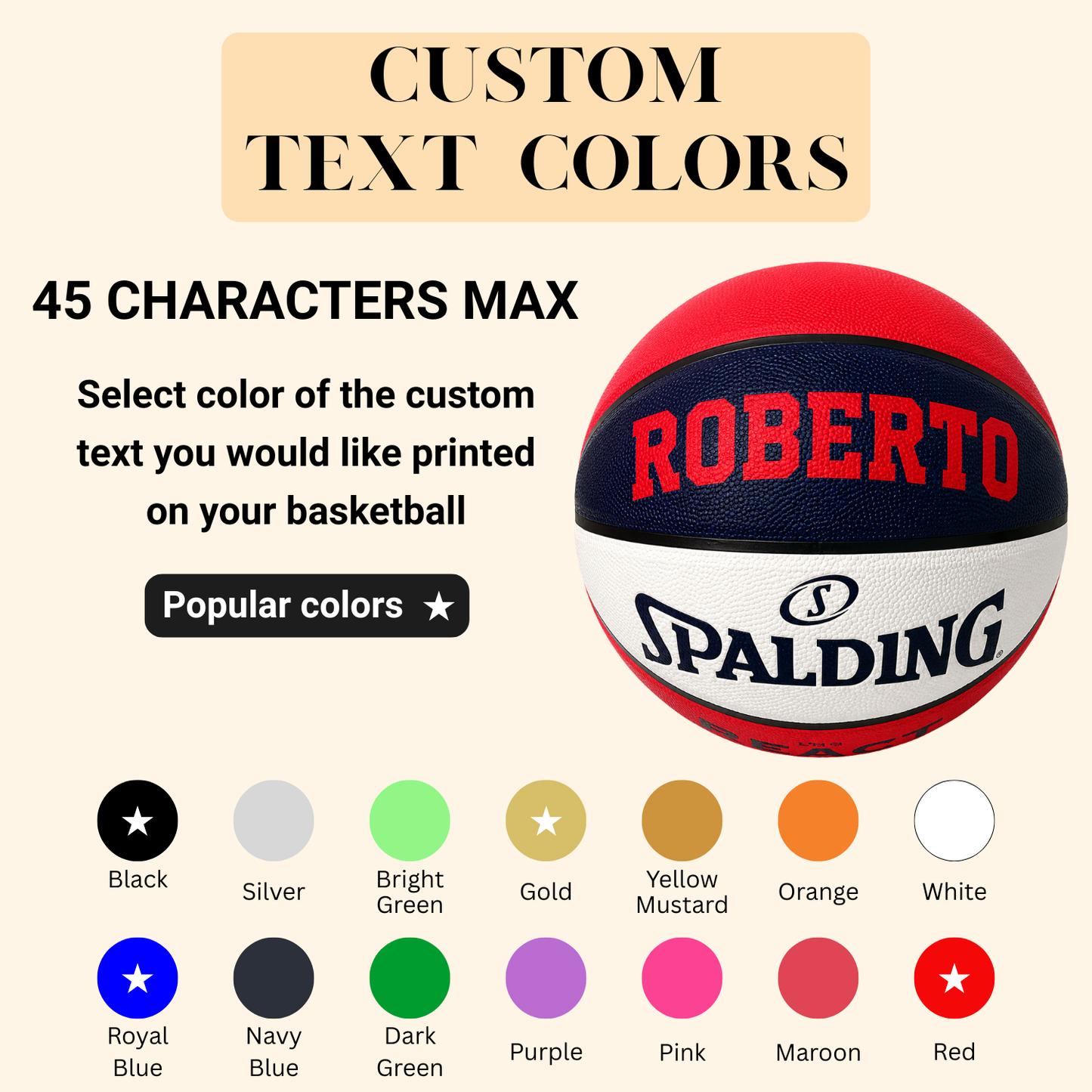 Customized Spalding Red White and Blue Indoor Outdoor TF250 Basketball