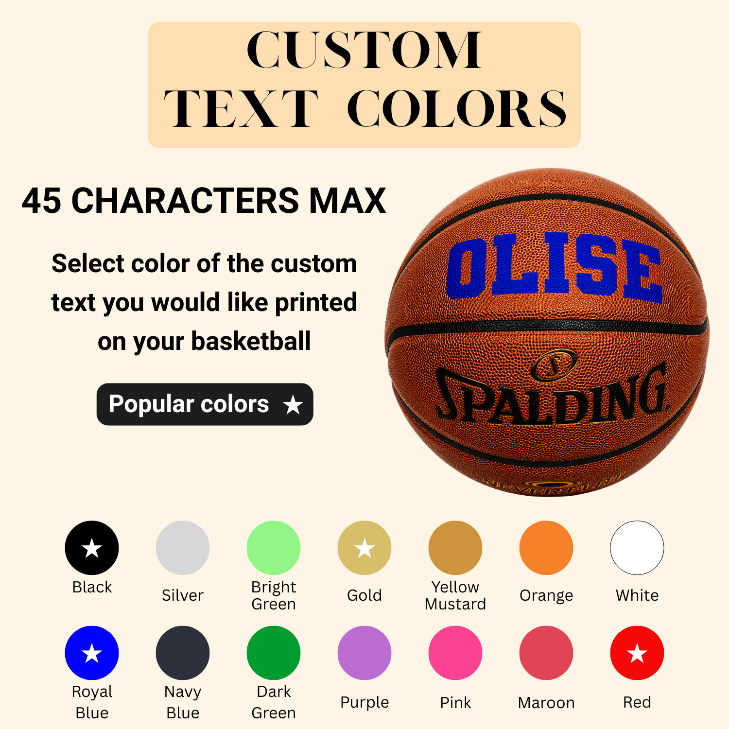 Customized Spalding Neverflat Basketball Available in Multiple Colors