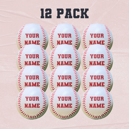 Customized Baseball with Black Text 12 PACK