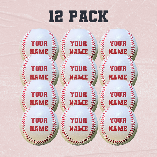 Customized Baseball with Black Text 12 PACK