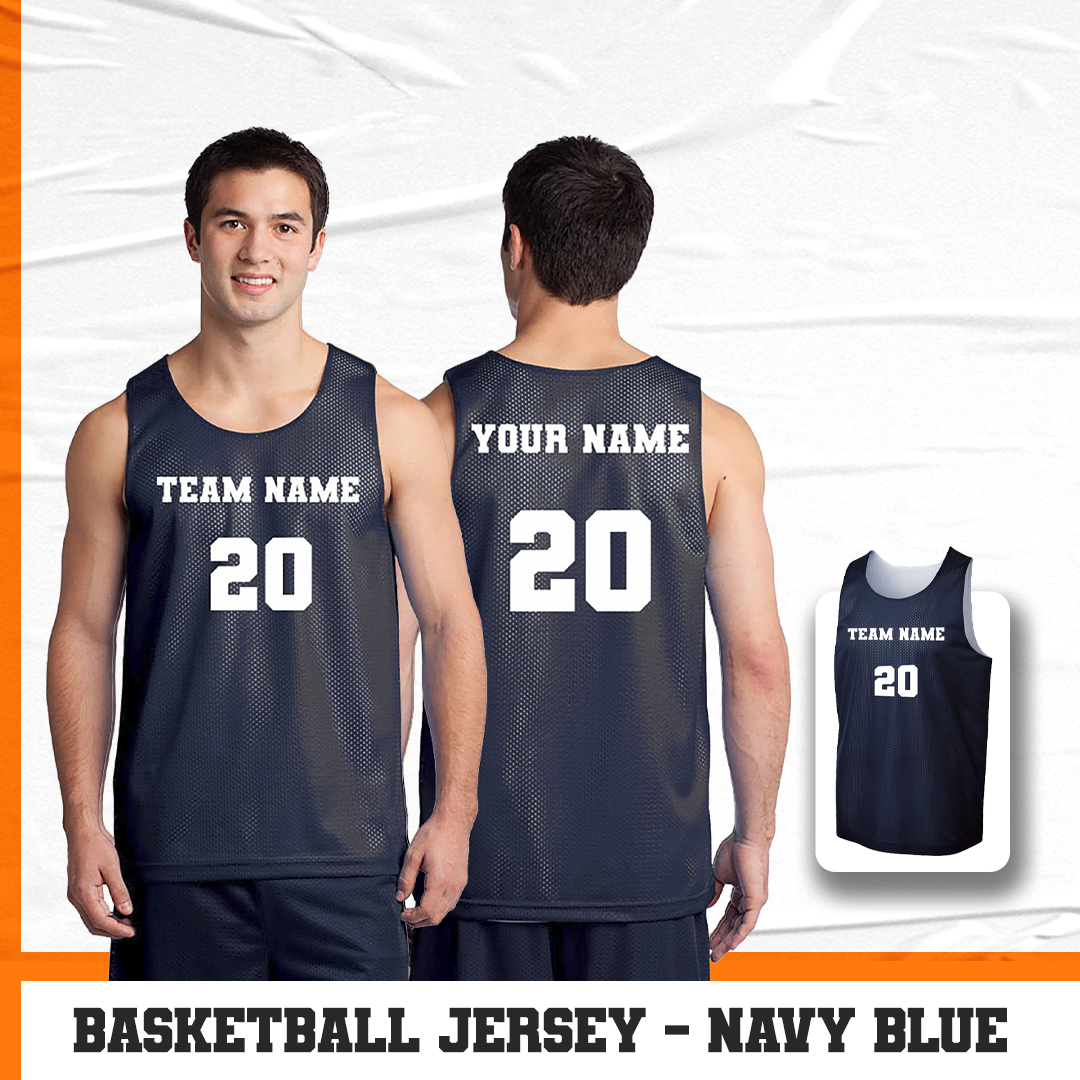 Customized Navy Blue Reversible Jersey Front and Back