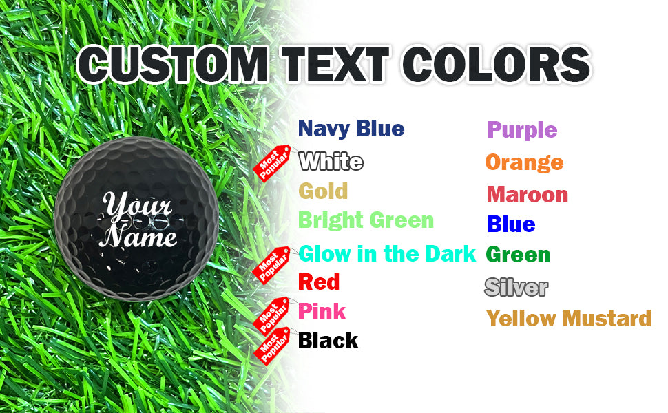 Customized Personalized Black Golf Ball Custom text Colors