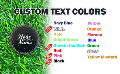 Customized Personalized Black Golf Ball 12 Pack Custom Text Colors