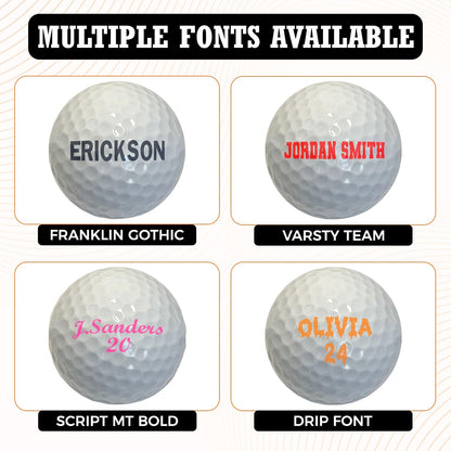 Customized Golf Balls 12 Pack with Multiple Font Options