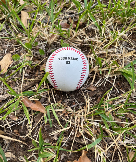Customized Personalized Baseball with Black Text and Background