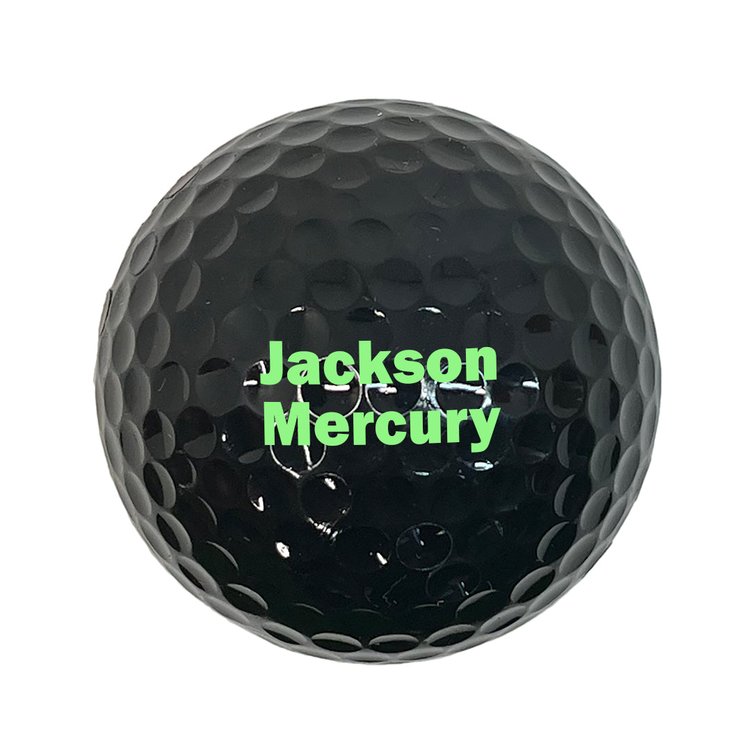 Customized Personalized Black Golf Ball Green in Franklin Heavy Font