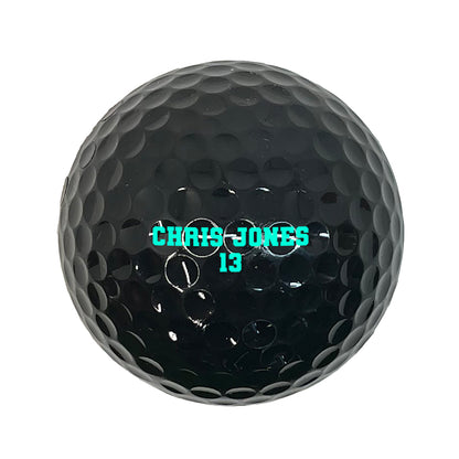 Customized Personalized Black Golf Ball Varsity Team Font in Glow in the dark