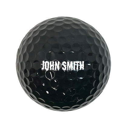 Customized Personalized Black Golf Ball 12 Pack Drip Font in White