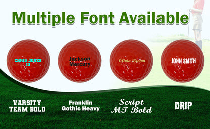 Customized Personalized Red Golf Balls Fonts Available