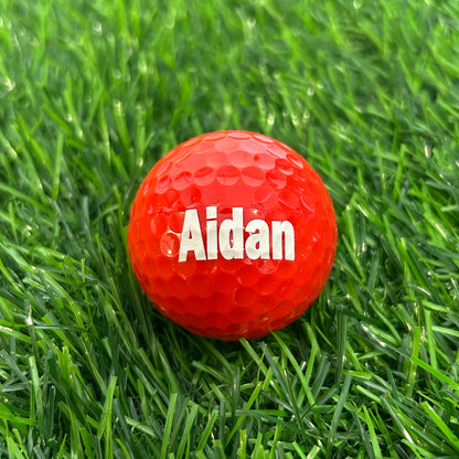 Customized Personalized Red Golf Balls 3 pack default font 