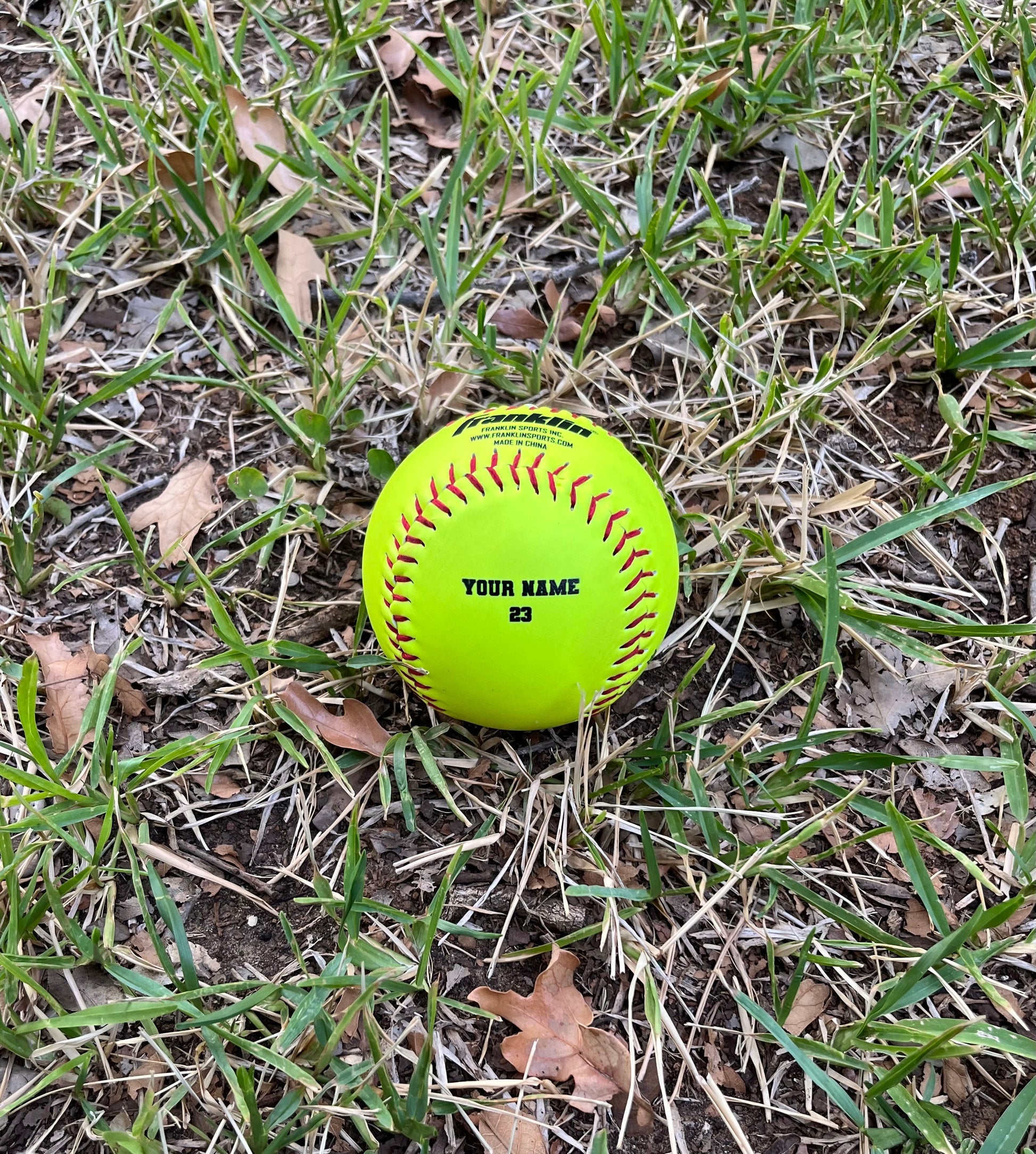 Customized Franklin OL1000 Softball with Black Text