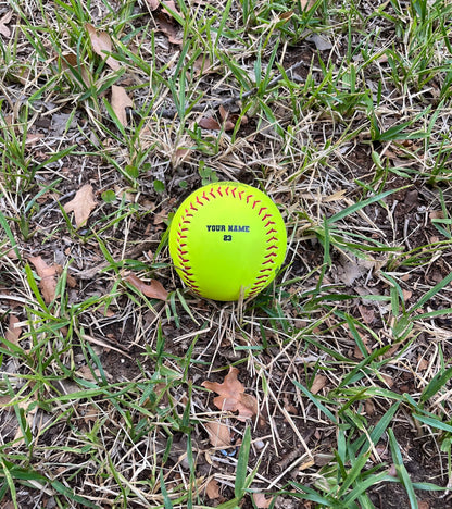 Customized Softball with Black Text and Background