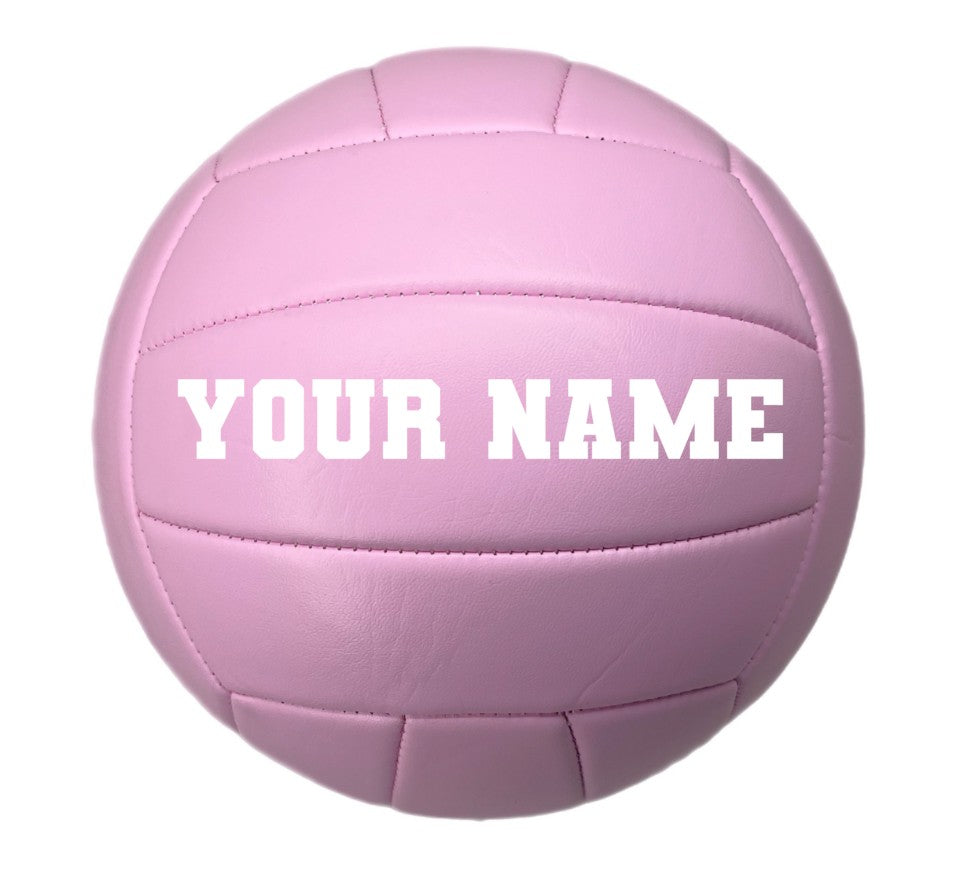 Customized All Pink Volleyball  with You Name White FOnt Varsity Font Style