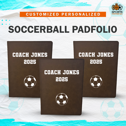 Customized Soccer Padfolio, Soccer Coach Gift Notepad