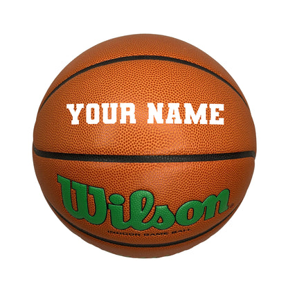 Customized Wilson Evolution Green Basketball with White Text