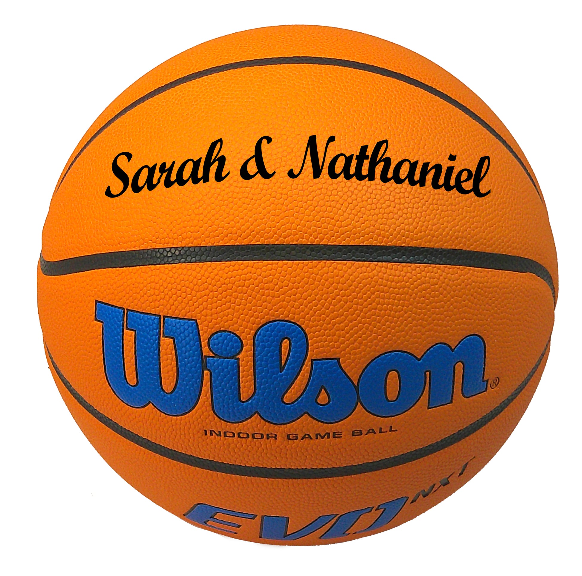 Customized Wilson NCAA EVO NXT Basketball Blue with Black Text