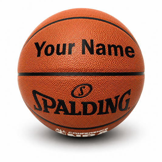 Customized Spalding All Conference Basketball With Custom Text in Black Colour