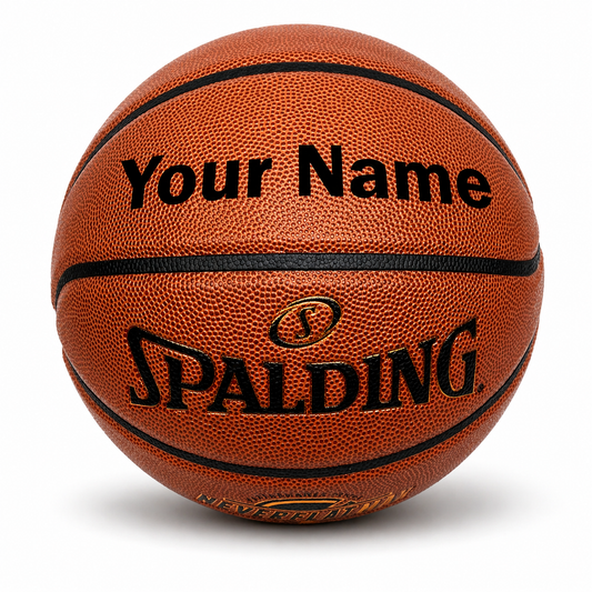 Customized Spalding Neverflat Basketball with Custom Text in Black Color