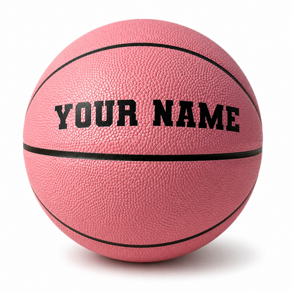 Customized Personalized Pink Basketball with Custom Text in Black Color