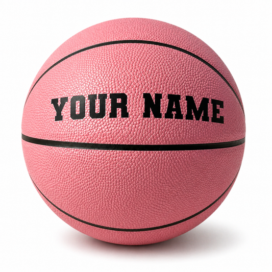 Customized Personalized Pink Basketball with Custom Text in Black Color