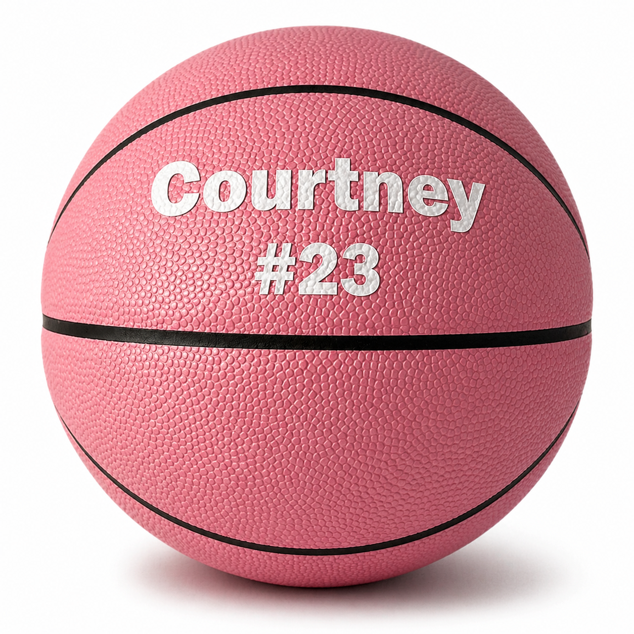 Customized Personalized Pink Basketball with Custom Text in 2/Two Lines in White Color