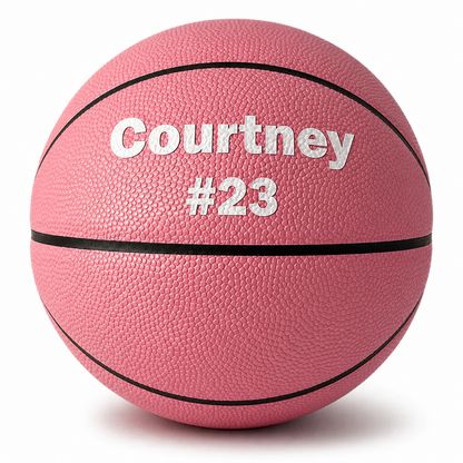 Customized Personalized Pink Basketball with Custom Text in 2/Two Lines in White Color