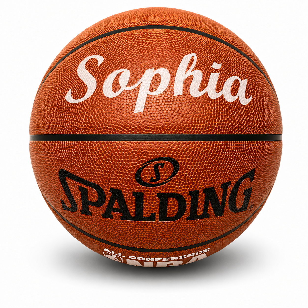Customized Spalding All Conference Basketball With Custom Name in White Color