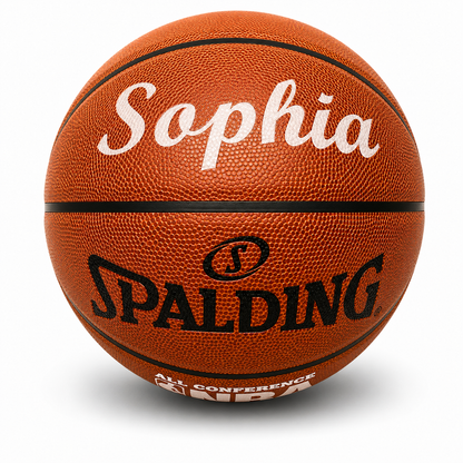 Customized Spalding All Conference Basketball With Custom Name in White Color