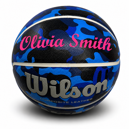 Customized Wilson Blue Camo NCAA Legend Basketball