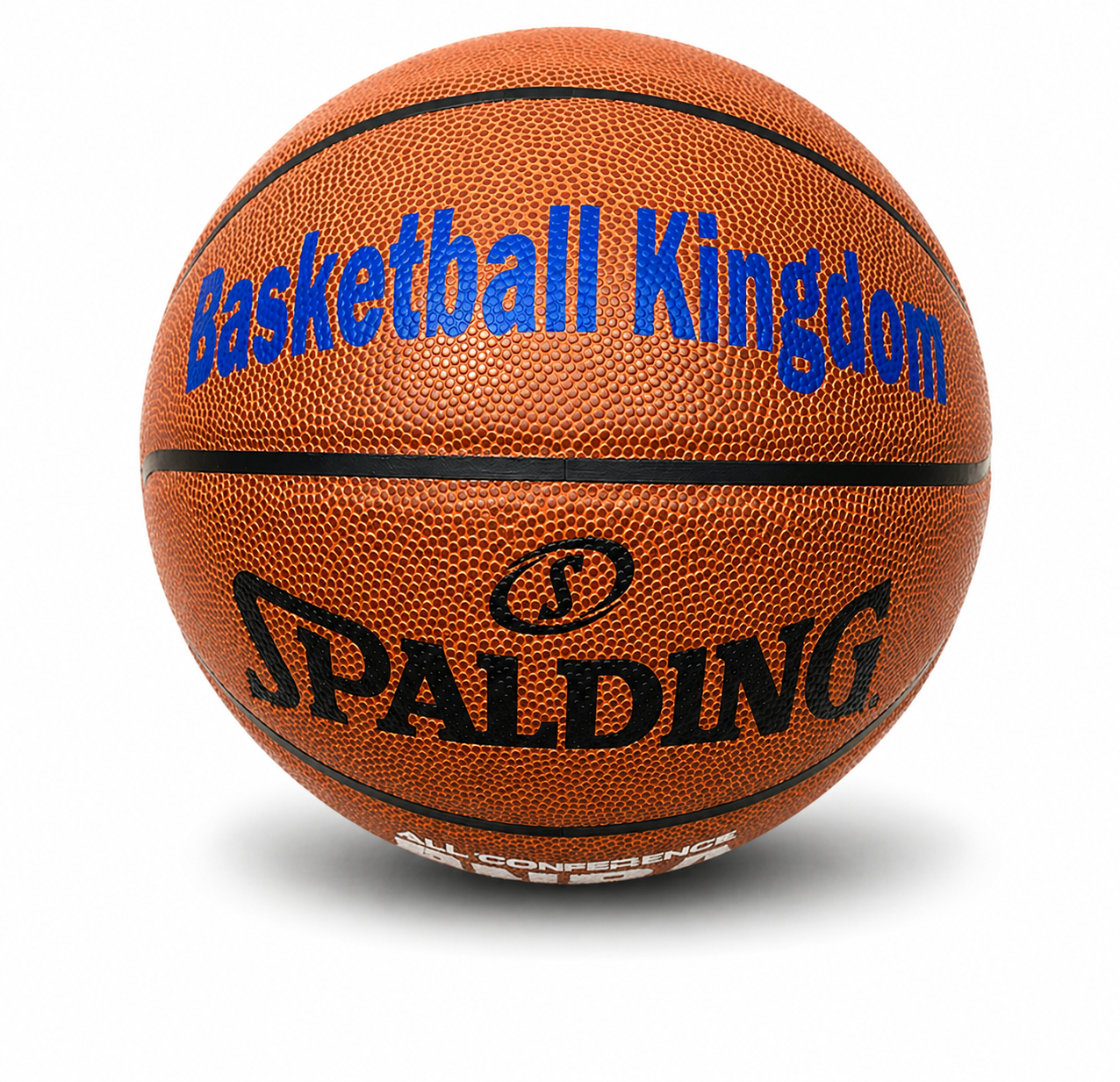 Customized Spalding All Conference Basketball With Custom Text in Royal Blue Color