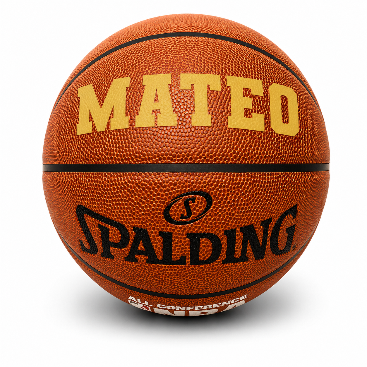 Customized Spalding All Conference Basketball With Custom Text in Yellow Mustard Color